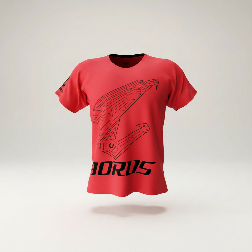 Red t-shirt — original ghost-mannequin product photo