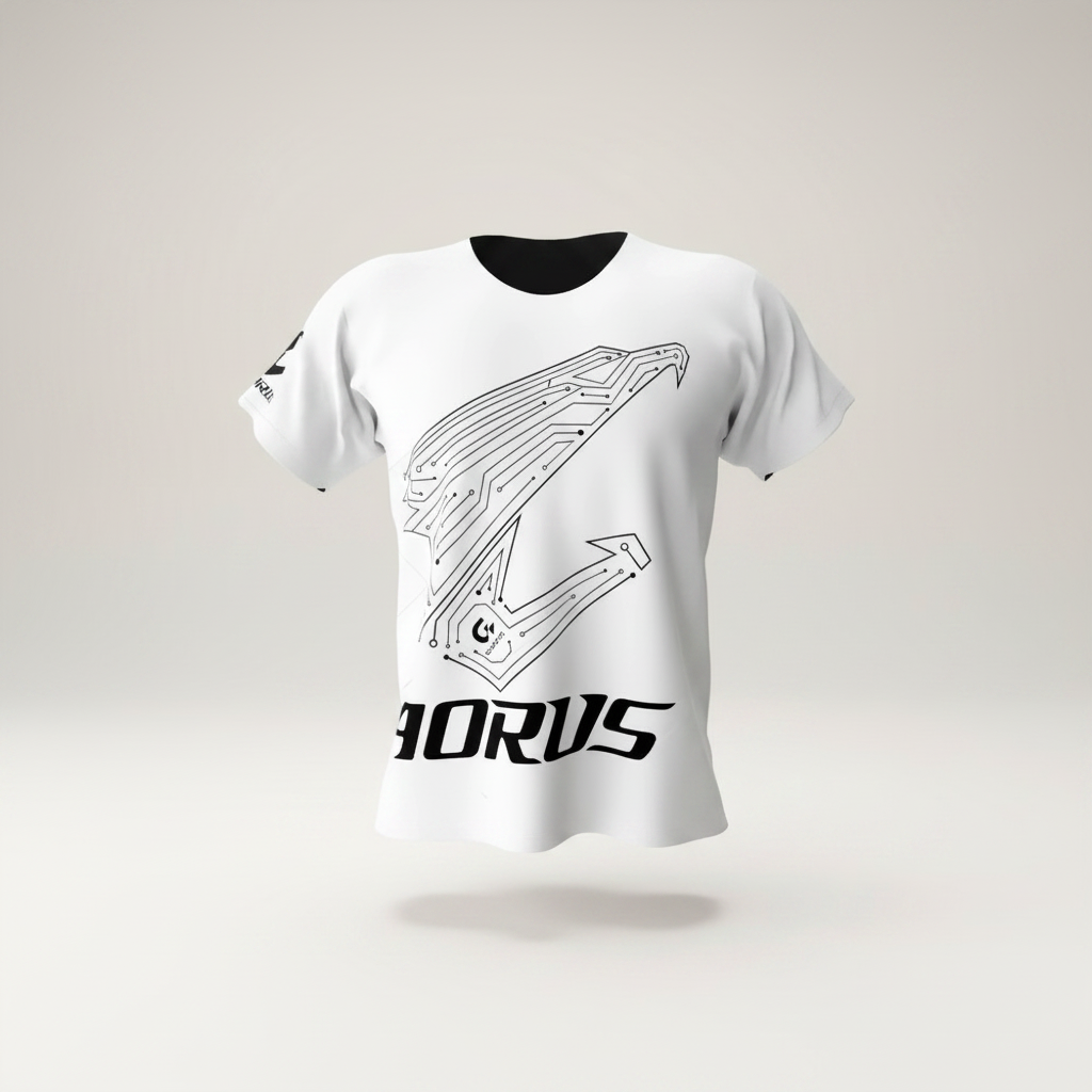 Same t-shirt with a Brand-Kit-styled studio background generated by PixoKit