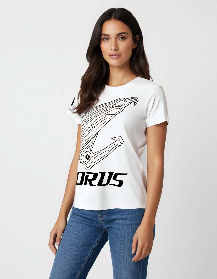 Same t-shirt now worn by an AI-generated on-model virtual try-on